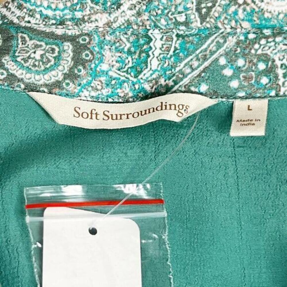 Soft Surroundings Aqua Scroll Design‎ Button Up Dress Adair Dress Size L… - Picture 10 of 14